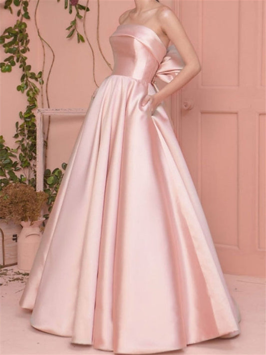 A-Line/Princess Sleeveless Strapless Floor-Length Evening Dresses With Pleats Sexy