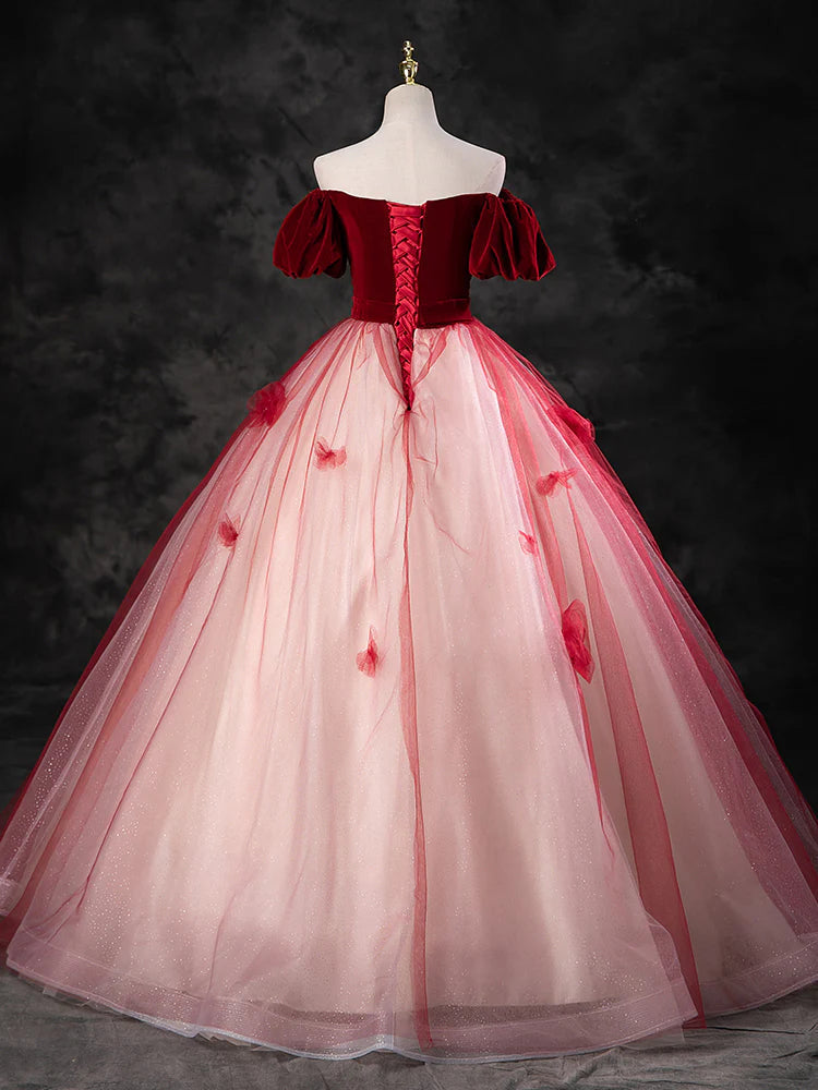 A-Line Tulle Long Prom Dress Off Shoulder