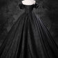 A-line Off Shoulder Tulle Long Prom Dress Black