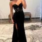 Sheath Sweetheart Long Satin Prom Dress with Slit Off Shoulder Sexy