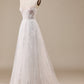 Ivory A Line Detachable Off the Shoulder Corset Tulle Wedding Dress Long