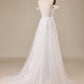 Ivory A Line Detachable Off the Shoulder Corset Tulle Wedding Dress Long