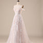 Ivory A Line Detachable Off the Shoulder Corset Tulle Wedding Dress Long