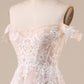 Ivory A Line Detachable Off the Shoulder Corset Tulle Wedding Dress Long