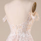 Ivory A Line Detachable Off the Shoulder Corset Tulle Wedding Dress Long
