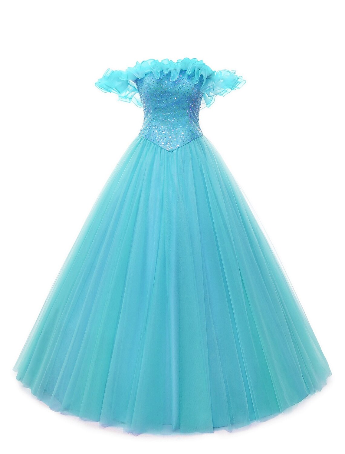 Ball Gown Prom Dresses Puffy Dress Quinceanera Floor Length Sleeveless Off Shoulder Tulle with Pearls