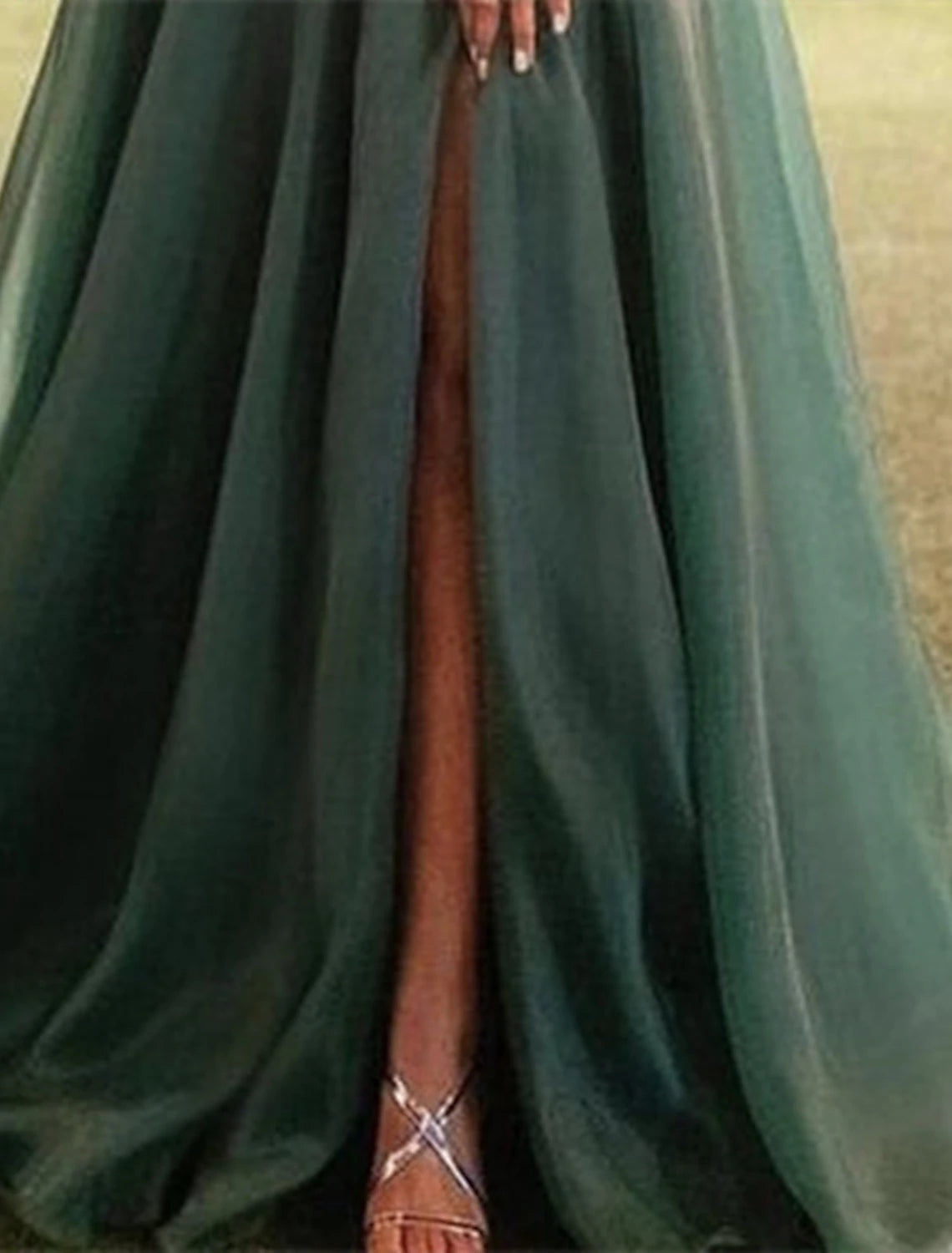 A-Line Evening Gown Red Green Dress Wedding Guest Prom Sweep / Brush Train Short Sleeve One Shoulder Organza