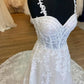 A-Line Spaghetti Straps Back Court Train Wedding Dress With Appliques Beautiful