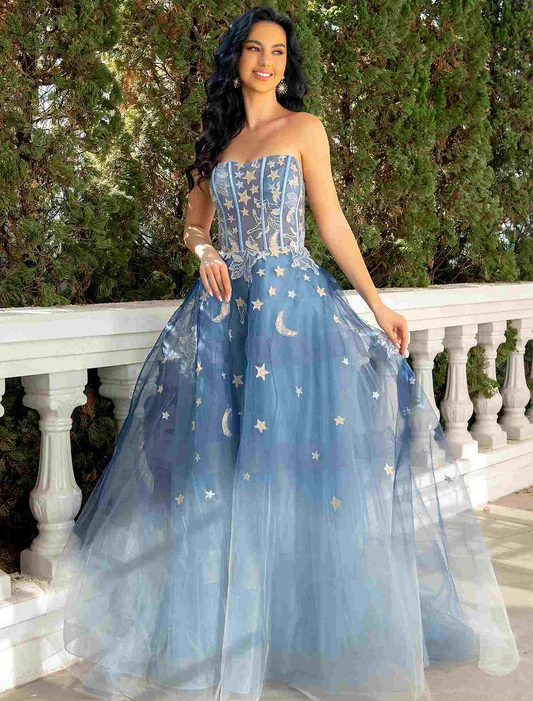 Ball Gown Prom Dresses Luxurious Dress Wedding Party Court Train Sleeveless Strapless Lace with Sequin