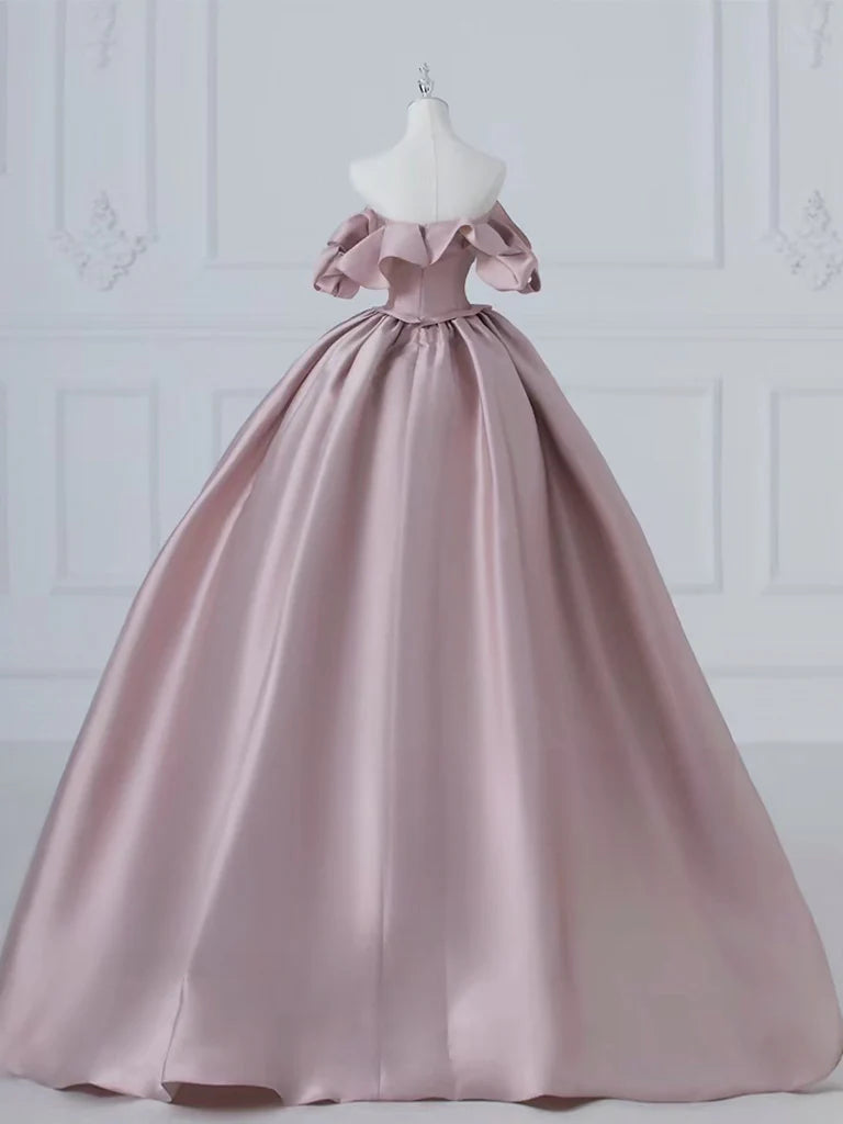 A-Line Satin Long Prom Dress Off Shoulder