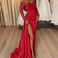 Sheath/Column Off-The-Shoulder Floor-Length Long Prom Dresses With Split Side & Sequins Sexy