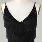 Sparkly Black Sequins Beaded Tight Short Homecoming Dress with Fringes Sexy