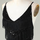 Sparkly Black Sequins Beaded Tight Short Homecoming Dress with Fringes Sexy