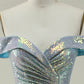 Mermaid Sparkly Sequins Long Prom Dress with Slit Off Shoulder