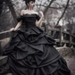 Ball Gown Wedding Dresses Off Shoulder Court Train Lace Tulle Short Sleeve Sexy Black Modern with Lace Cascading