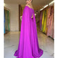 A-Line Evening Gown Elegant Dress Formal Sweep / Brush Train Sleeveless Off Shoulder Capes Chiffon