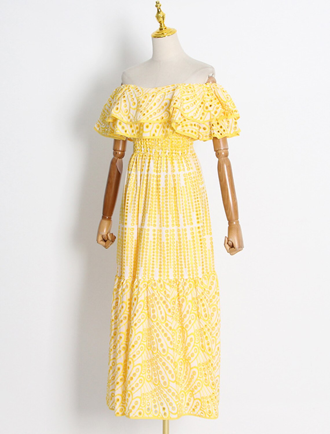 A-Line Wedding Guest Dresses Casual Dress Holiday Ankle Length Short Sleeve Off Shoulder Polyester with Ruffles