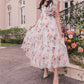 A-Line/Princess V-Neck Short Sleeves Floral Formal Party Dresses With Flowers Beautiful