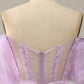 Purple Tulle Off The Shoulder Prom Dress Long Sexy