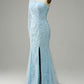 Sky Blue One Shoulder Mermaid Prom Dress With Appliques Sexy