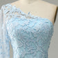 Sky Blue One Shoulder Mermaid Prom Dress With Appliques Sexy