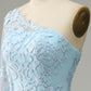 Sky Blue One Shoulder Mermaid Prom Dress With Appliques Sexy