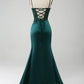 Sparkly Dark Green Mermaid Sequin Pleated Corset Prom Dress With Slit Evening Dress