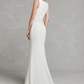 Wedding Dresses V Neck Satin Regular Straps Simple Plus Size with Appliques Long