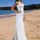 Wedding Dresses Scoop Neck Chiffon Cap Sleeve Beach Plus Size with Beading Draping