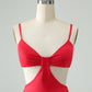 Red Bodycon Spaghetti Straps Homecoming Dress with Hollow Out Sexy
