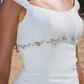 Wedding Dresses Scoop Neck Chiffon Cap Sleeve Beach Plus Size with Beading Draping
