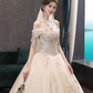 Princess Ball Gown Wedding Dresses Off Shoulder Floor Length Lace Tulle Sequined Short Sleeve Formal Romantic Luxurious Sparkle & Shine with Pleats