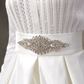 Ball Gown Wedding Dresses High Neck Satin Long Sleeve Glamorous Sparkle & Shine with Bowknot Sash Ribbon