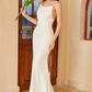 Simple Mermaid Boho Slip Dress Backless Long Wedding Dress Pure Color