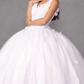 Traditional White Quinceanera Dress V-neck Long With Flowers