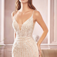 Beaded Mermaid Gown V-neck Long Prom Dresses Sparkly Sexy