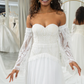 Ivory Sweetheart Detachable Flare Sleeves Boho Wedding Dress Off Shoulder