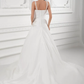 A-Line Wedding Dresses Square Neck Court Train Satin Taffeta Spaghetti Strap with Ruched Beading