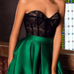 A-Line Sexy Floral Engagement Formal Evening Dress Sweetheart Neckline Sleeveless Court Train Lace Satin with Split Lace