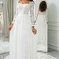 Ivory A-Line Lace Wedding Dress with Sleeves Beautiful Long