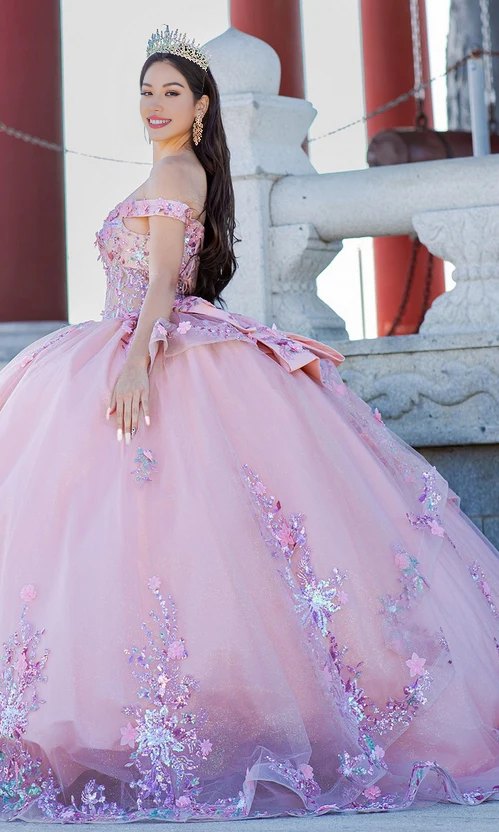 Blush Quinceanera Ball Gown Off Shoulder Sexy Long Quinceanera Dress