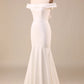 Mermaid Off The Shoulder Wedding Dress with Bow Fishtail skirt
