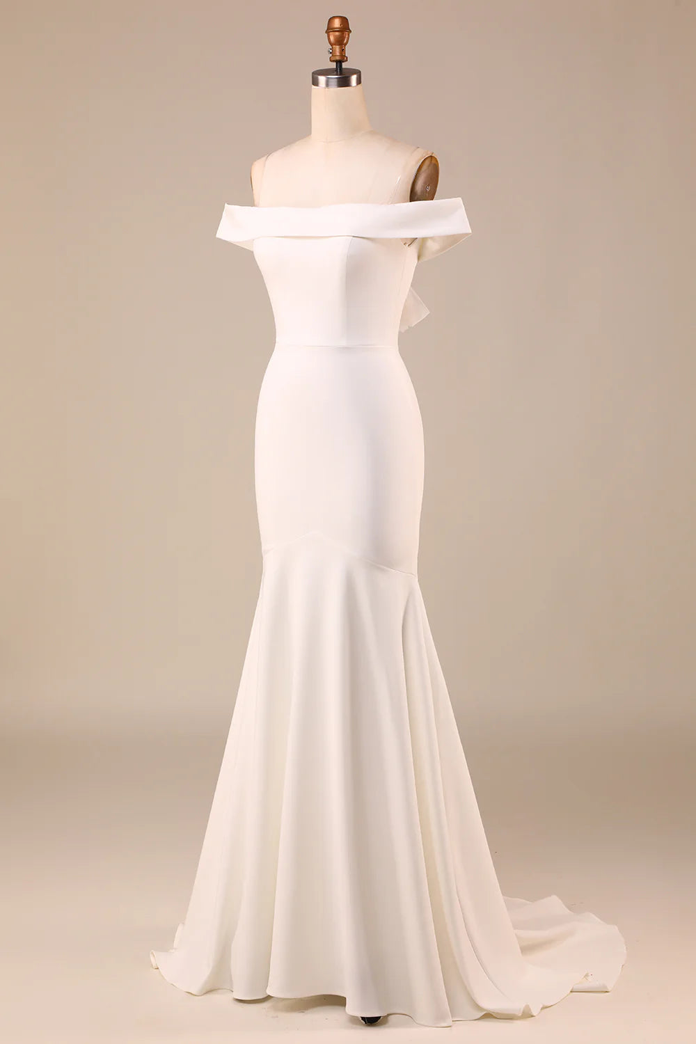 Mermaid Off The Shoulder Wedding Dress with Bow Fishtail skirt