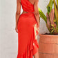 Sheath/Column One-Shoulder Floor-Length Prom Dresses Pure Color Sexy