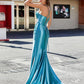 Mermaid pleated evening gown satin dress cocktail party dance court train sleeveless pure color
