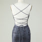 Spaghetti Straps Tight Homecoming Dress With Appliques Short