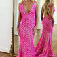 Sparkly Deep V Neck Sequin Mermaid Prom Dress Sparkly Evening Dresses