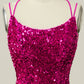 Sequin Spaghetti Straps Mermaid Prom Dress with Lace-up Back Sparkly