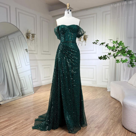 Sheath/Column Strapless Floor-Length Long Prom Dresses With Sequins Sparkly Evening Dresses