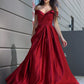 A-Line Princess Satin Ruffles Off-the-Shoulder Sleeveless Dresses Party Dresses